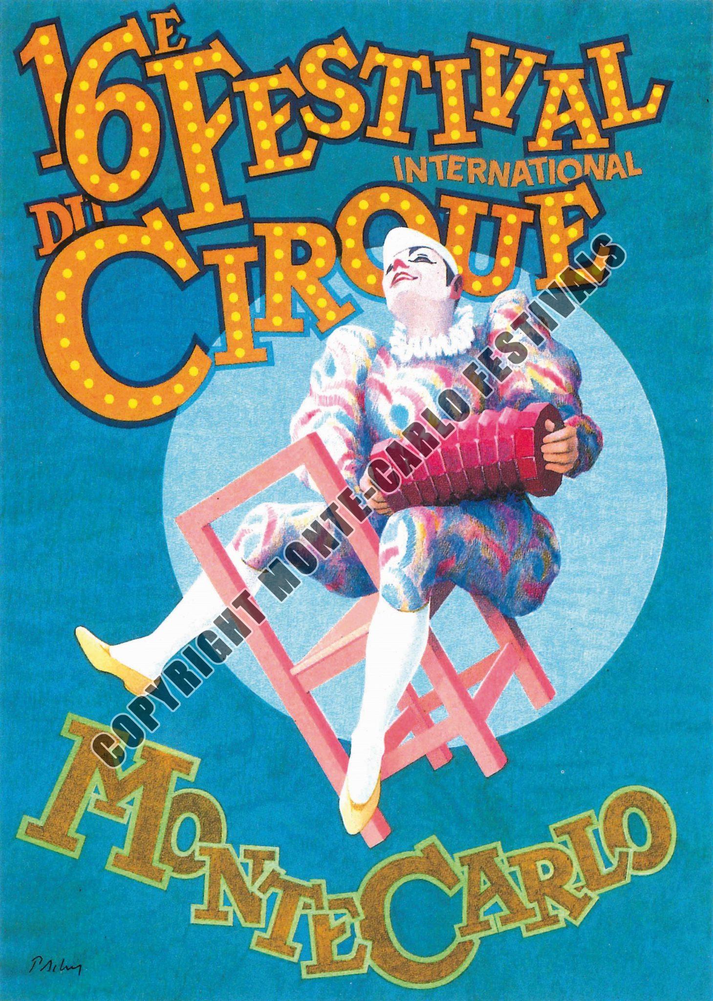 Affiche Originale 16e Festival International Du Cirque De Monte-Carlo 1991, Monaco