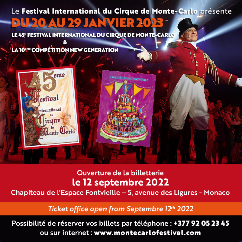 Opening of the ticket office for the 2023 circus festival on Monday 12th September 2022 Monte Opening of the ticket office for the 2023 circus festival on Monday 12th September 2022 Monte