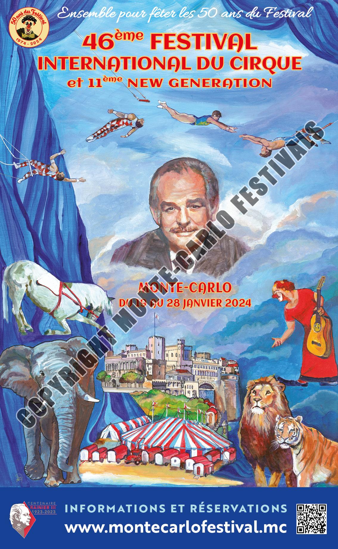 AFFICHE DU 46e FESTIVAL INTERNATIONAL DU CIRQUE DE MONTECARLO More